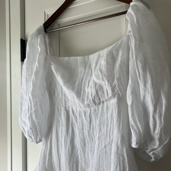 NWT $299 Revolve Rumer The Label Mia White 100% Linen Mini Dress Size  Medium - threedaughtersproperties.com